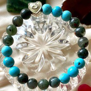 Turquoise and Bloodstone precious stone Bracelet